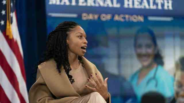Allyson Felix: Women's Rights Advocacy: Felix at a panel discussion with US Vice President Kamala Harris on pregnancy rights.