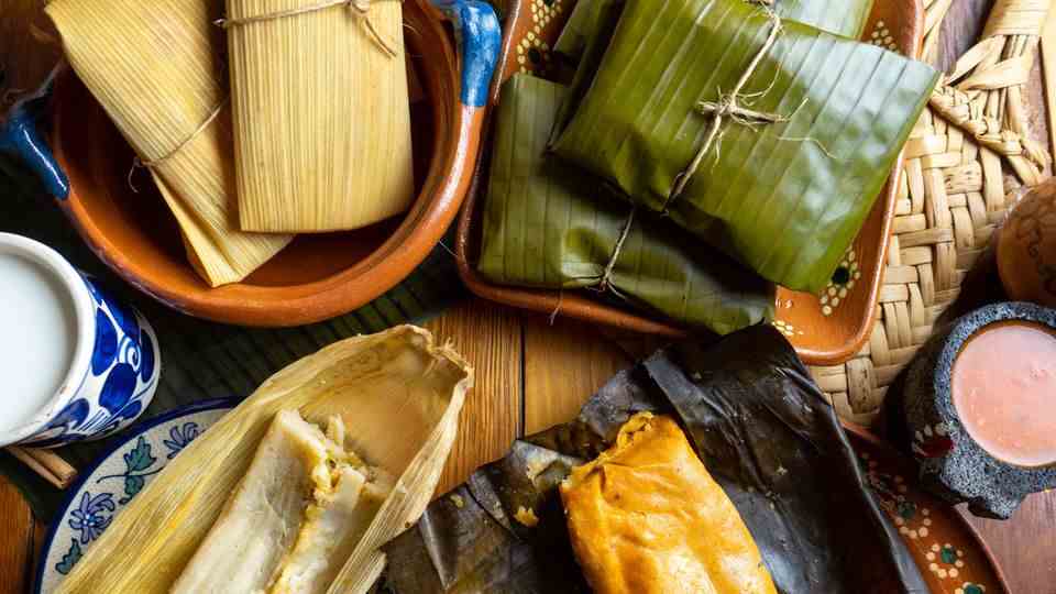 Tamales in corn and banana leaves