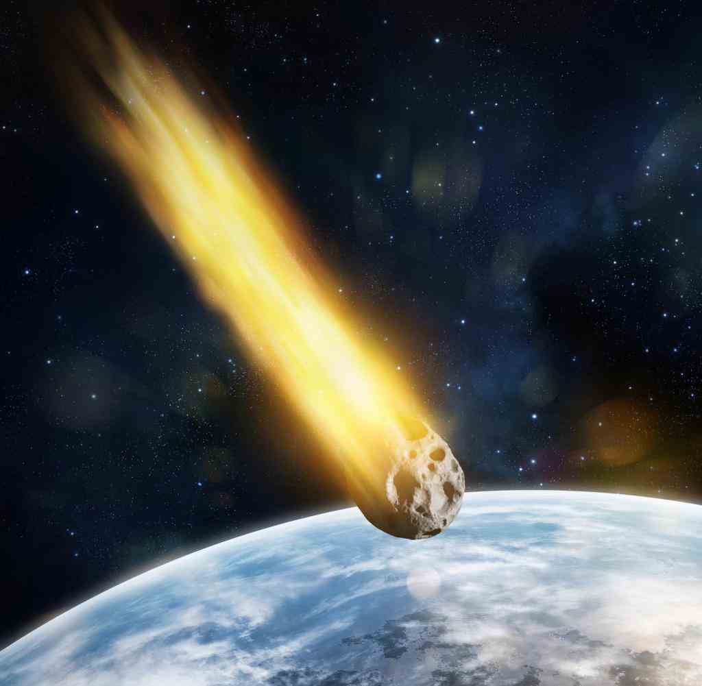 Illustration of an asteroid on a collision course with Earth