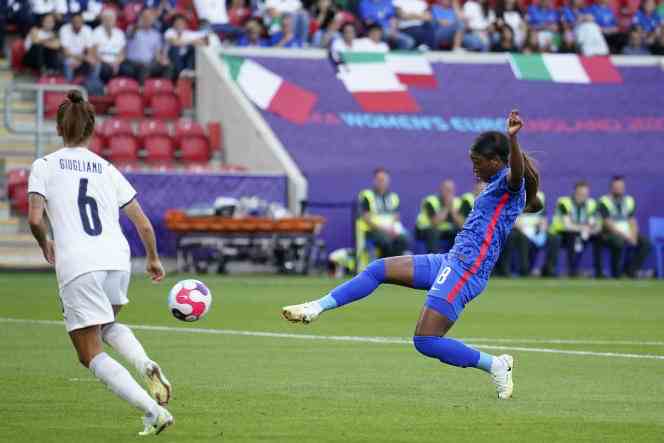Grace Geyoro scored three goals for the French team's first match at the Euro, against Italy, on July 10, 2022, in Rotherham (Great Britain). 