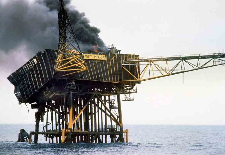 Only part of Section A of the Piper Alpha is still above the water