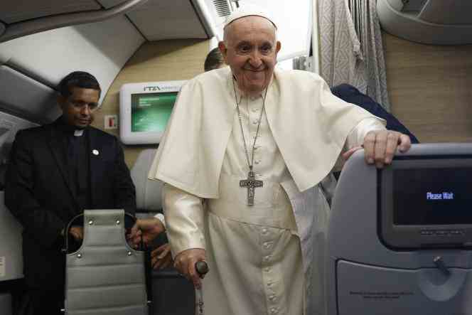 Pope Francis gave a press conference on the plane bringing him back from Canada, on the night of Friday July 29 to Saturday July 30, 2022.