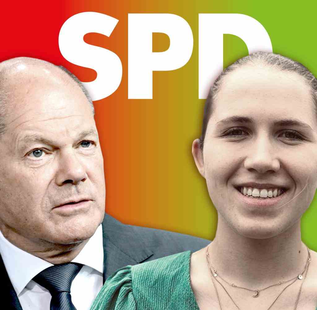 Kanzler Olaf Scholz, Jungsozialistin Annabel Schumacher (beide SPD)