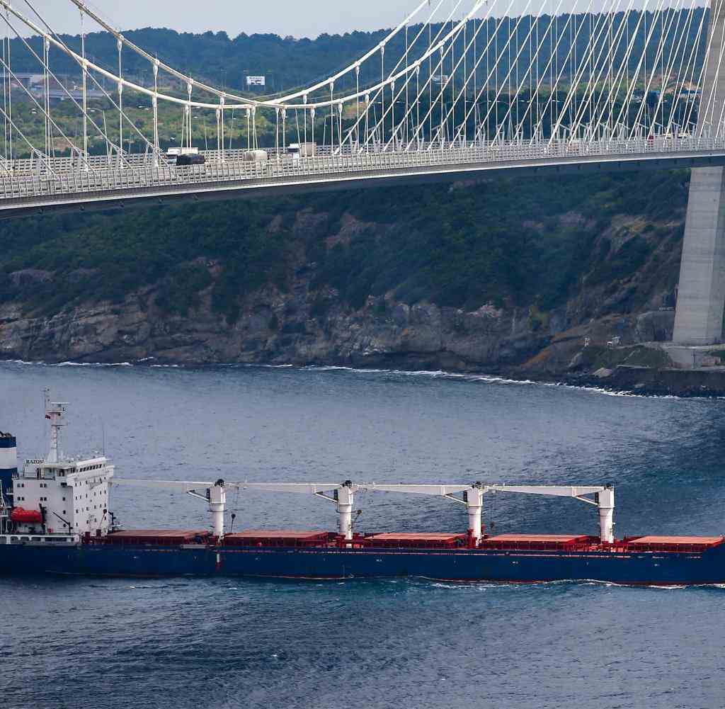 Die „Razoni“, als sie am 3. August in die Bosporus-Meerenge einfährt
