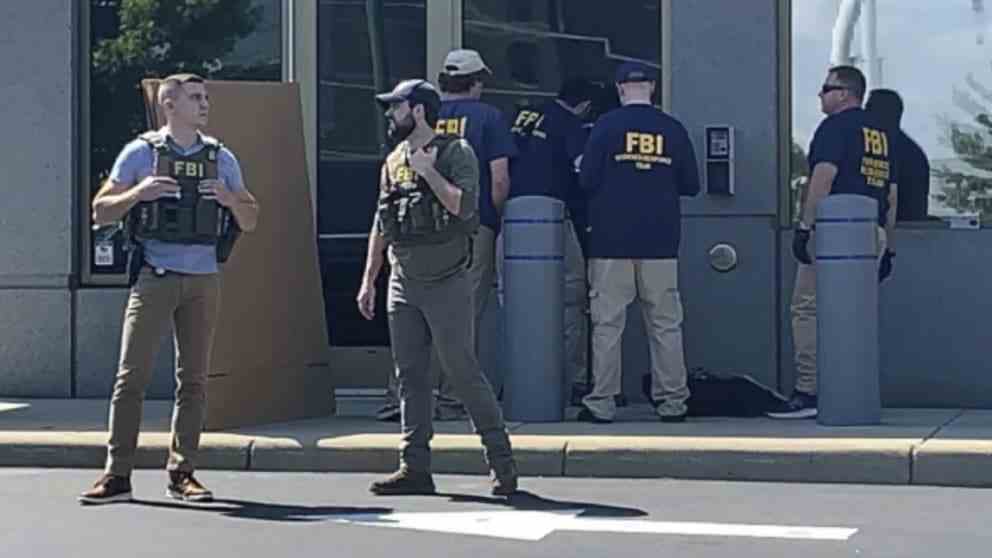 FBI agents outside their Cincinnati office after the attack