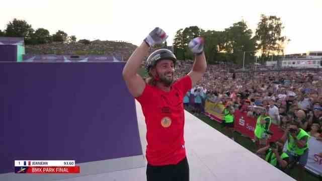 Anthony Jeanjean European BMX freestyle champion after a breathtaking last run.  The Frenchman had to sublimate himself to beat the Briton Kieran Reilly and win a third European title.