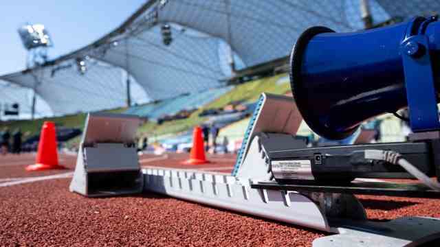 Athletics at the European Championships: "This is actually a machine error": One of the new starting blocks at the European Athletics Championships in Munich's Olympic Stadium.