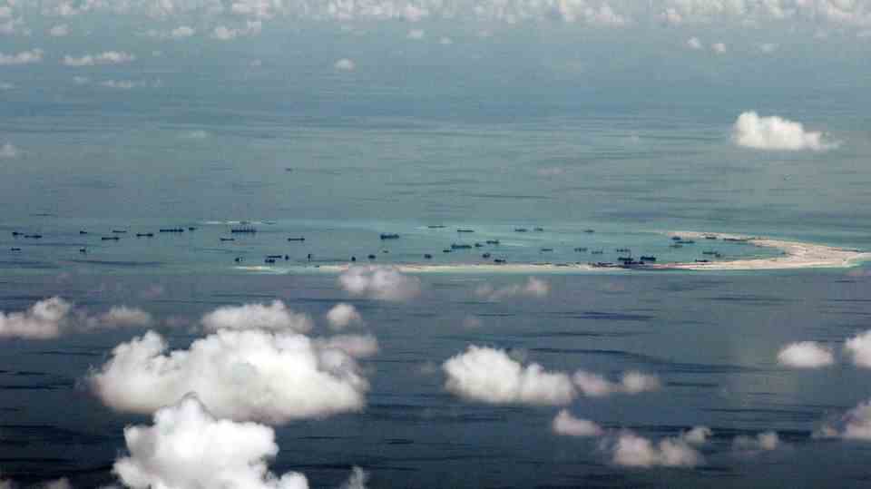 This May 11, 2015 archive photo shows land reclamation at Mischief Reef in the Spratly Islands in the South China Sea