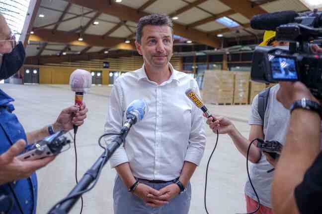Gaël Perdriau, here in August 2020 in Saint-Etienne in front of several media.