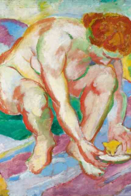 Ausstellungen: Franz Marc war von den "Brücke"-Malern begeistert. Sein behäbiger "Akt mit Katze" wird in Dialog gesetzt zu einem deutlich erotischerem Akt von Kirchner.