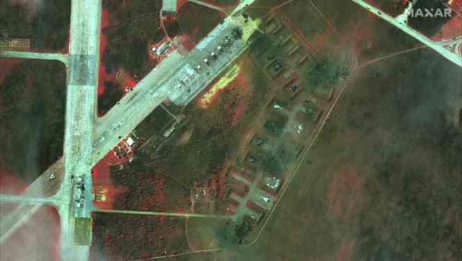 An infrared view of the military airfield in Saky (Crimea) after an attack carried out on August 9, 2022. Here, August 10, 2022. 