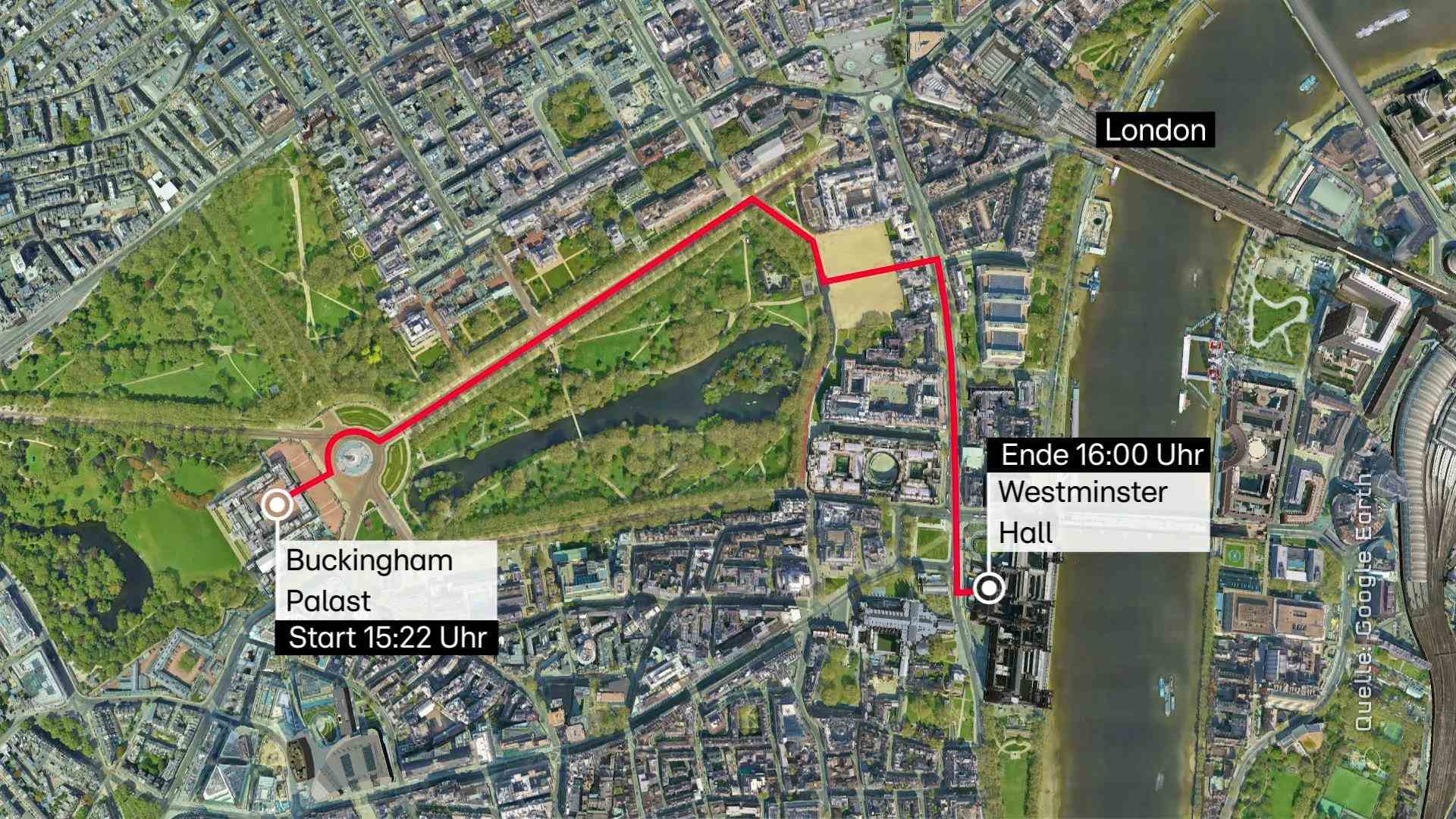 This is the route of the funeral procession starting at Buckingham Palace