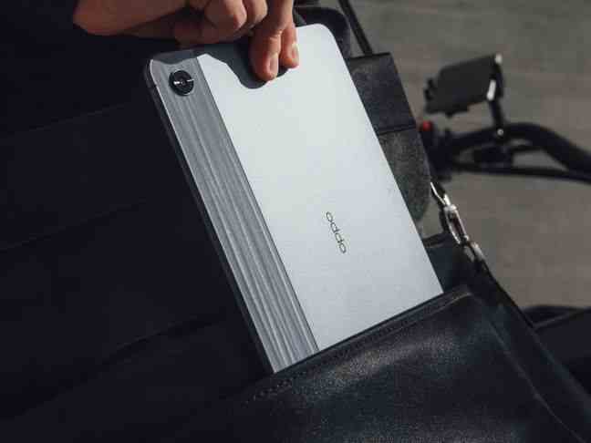 The back cover of the Oppo Pad Air combines metal and plastic.