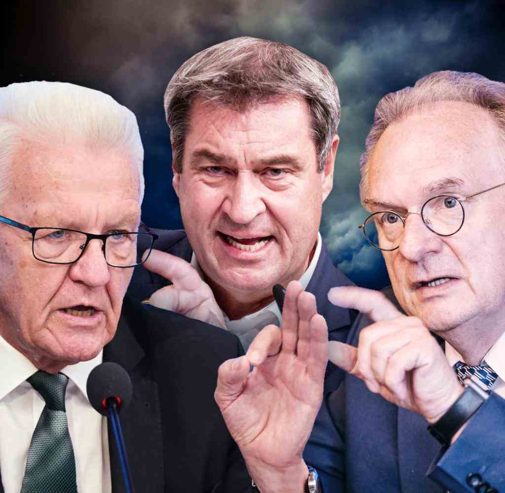 Outraged: Prime Ministers Winfried Kretschmann (Baden-Württemberg), Markus Söder (Bavaria) and Reiner Haseloff (Saxony-Anhalt), from left