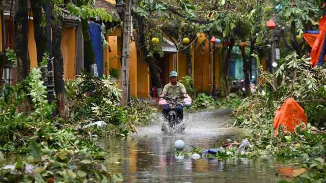 A flooded street in Hoi An in Vietnam