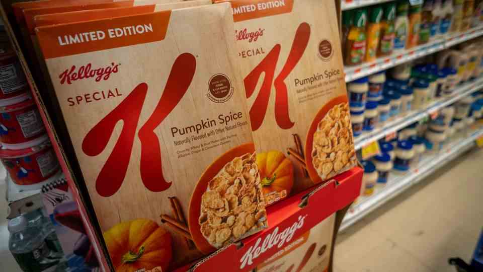 Pumpkin Spice flavored cereals in supermarket