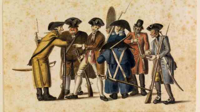 Exhibition: Hoffmann as a caricaturist: Here his body color drawing "Group of eight men from the BürgerMilitair in Bamberg"drawn in 1809.