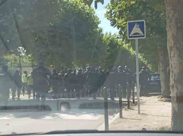 The police in Auxerre before the match against OM, September 3, 2022