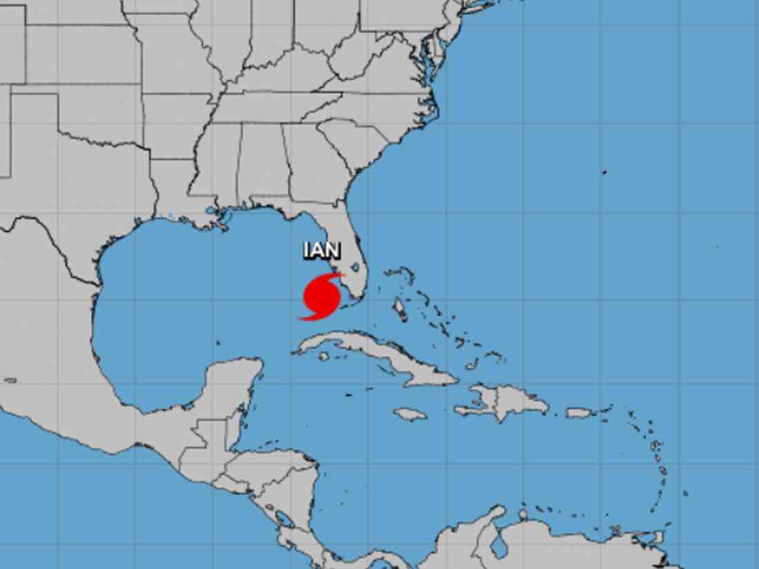 Hurrikan „Ian“ steuert auf die Westküste Floridas zu. Seine aktuelle Zugbahn hat sich leicht verändert, doch das macht ihn nicht weniger gefährlich. 