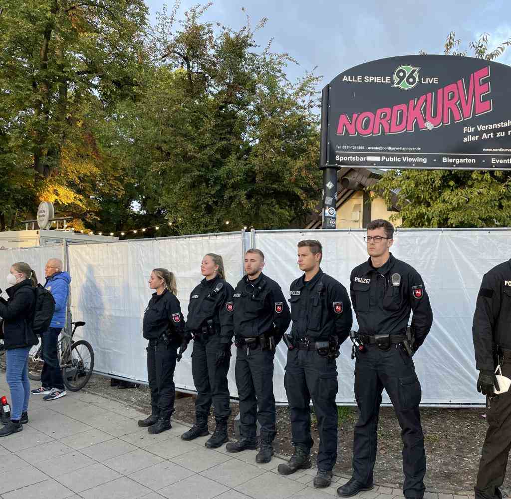 The police in front of the venue