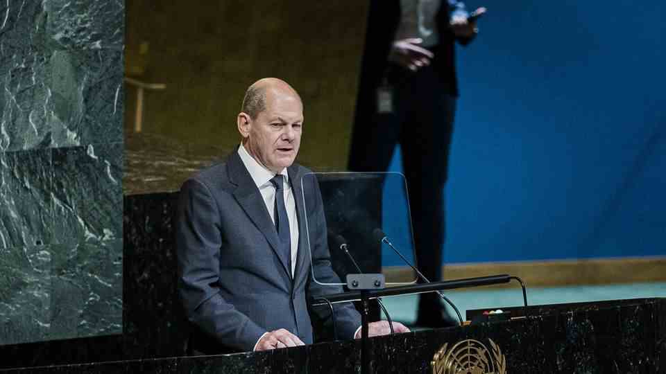 Chancellor Olaf Scholz gives his first speech at the United Nations in New York and describes Putin's partial mobilization as "act of despair" 