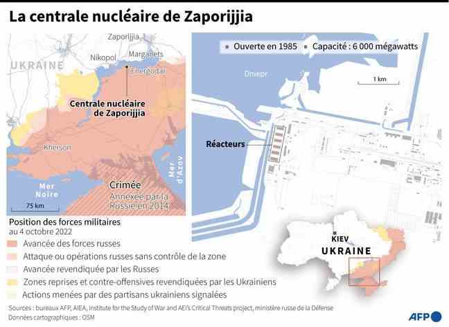 Map of the Zaporozhye nuclear power plant in Ukraine.