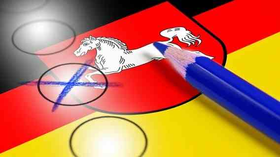 A pen lies on the state coat of arms of Lower Saxony (photo montage).  © Fotolia Photo: opicobello