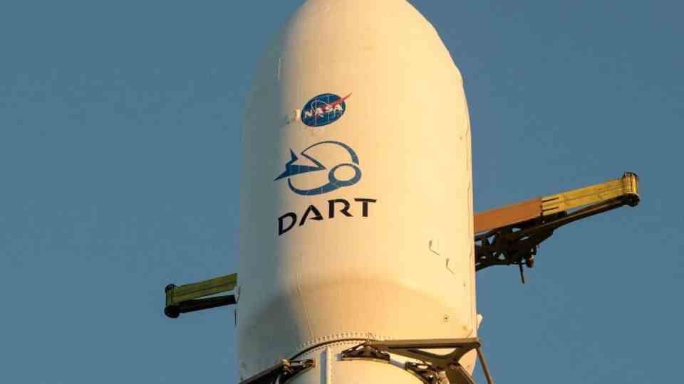 The SpaceX Falcon 9 rocket with the Double Asteroid Redirection Test (Dart) on board