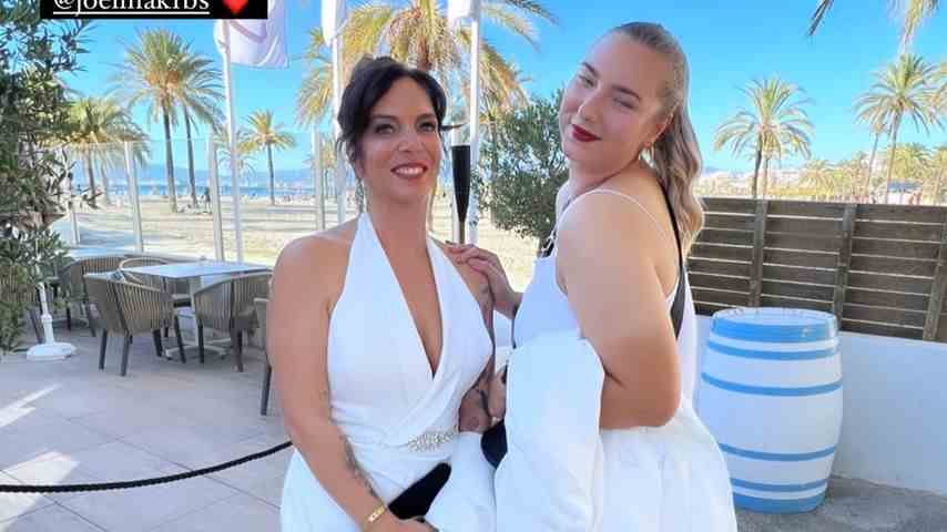 Daniela Büchner and her daughter Joelina at Lisha and Lou's wedding