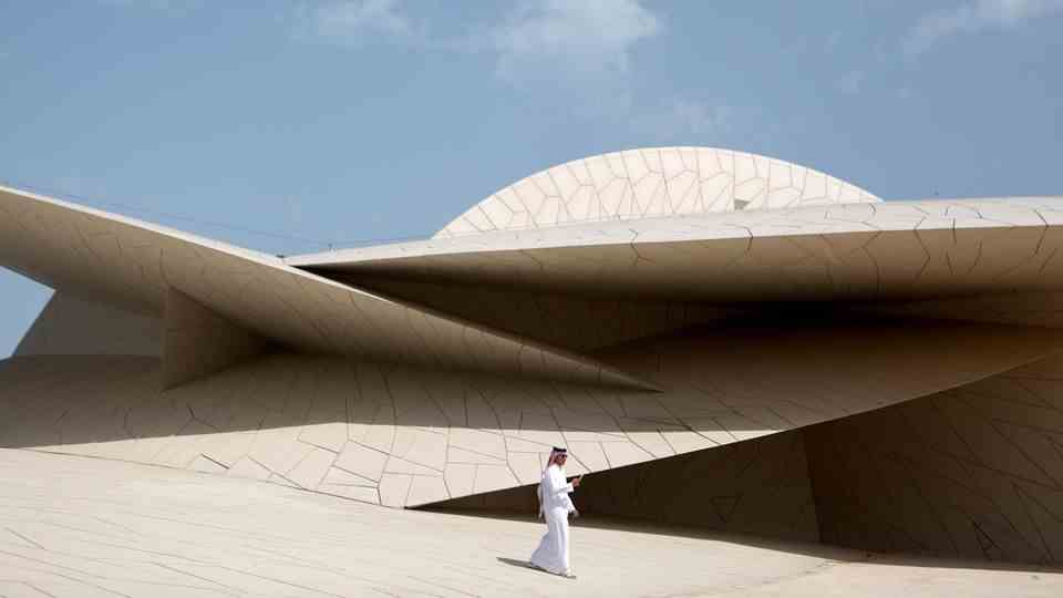 The eye-catching National Museum of Qatar in the city of Doha looks like an architectural sculpture