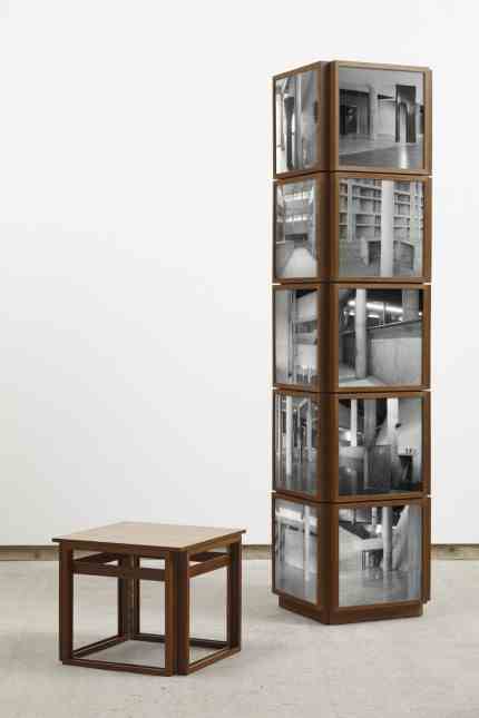Photography: Dayanita Singh: "Corbu Pillar" from 2021. The individual images can be exchanged and the elements moved to form a new image-space sculpture.