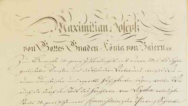 Bavarian history: Gravenreuth's certificate of appointment as general commissioner of Swabia with the signatures of Max Joseph and Montgelas, Munich, March 25, 1807.