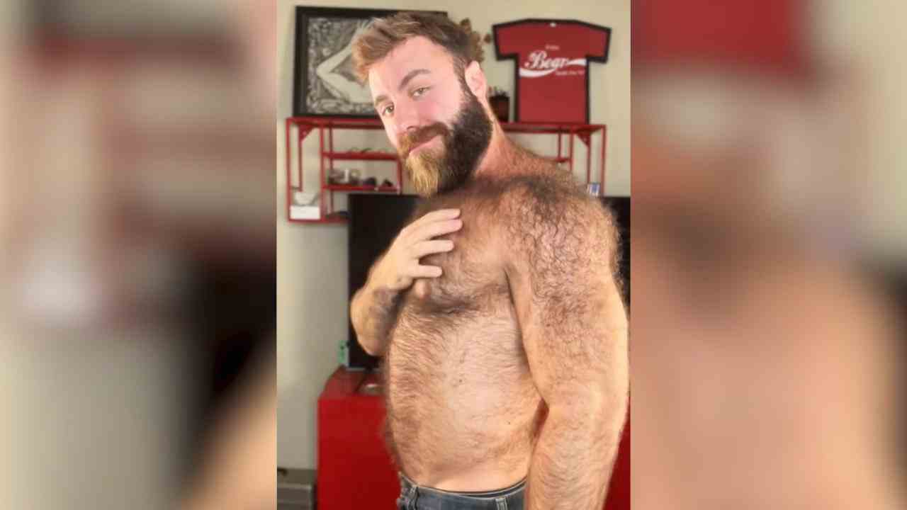 Muscle Man Proudly Showing Off His Body Hair Teddy Bear or Werewolf?
