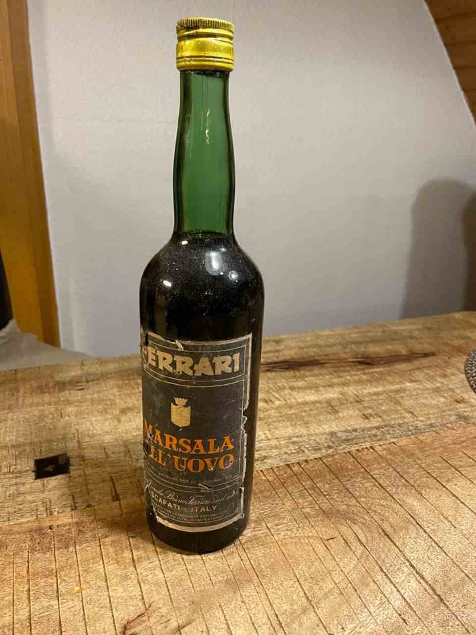 Old bottle of Ferrari wine