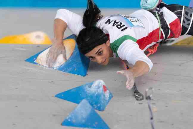 Elnaz Rekabi during the Asian Championships, October 18, 2022. 