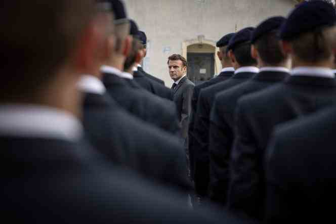 Emmanuel Macron at the Bourges Technical Preparatory Military School, October 27, 2022.