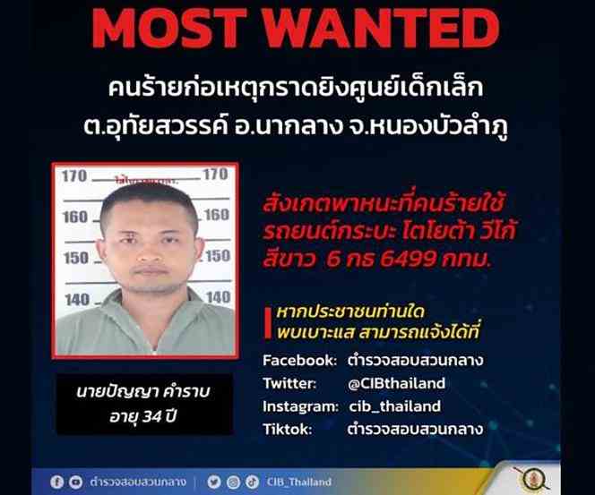 Thailand's Central Bureau of Investigation Facebook page showing a photo of former police officer Panya Khamrab, October 6, 2022.