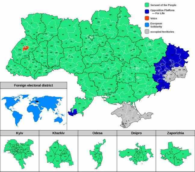 The map of the 2019 parliamentary elections in Ukraine