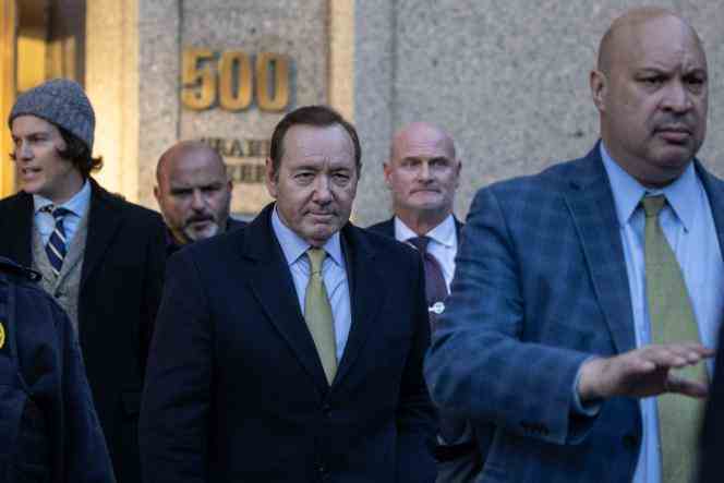 American actor Kevin Spacey leaves court in New York on October 20, 2022.