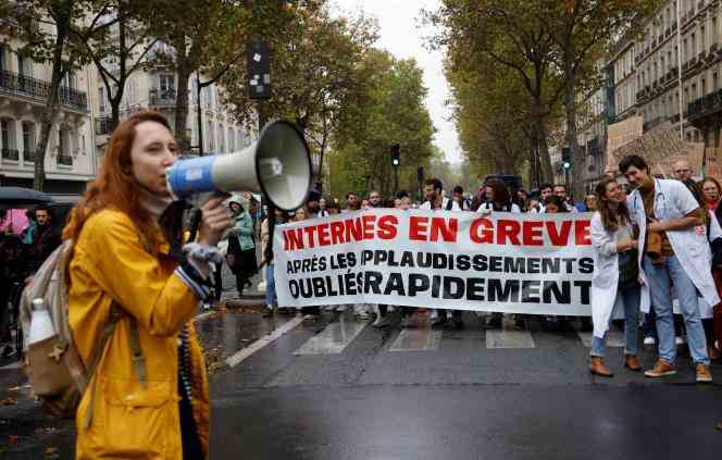 Medical interns mobilized on October 14, in Paris.