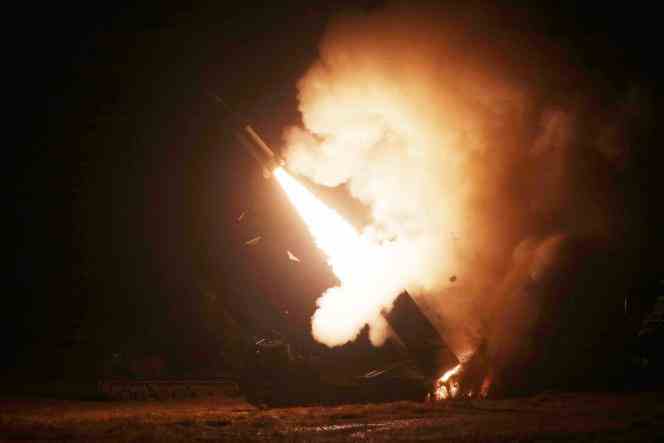 A missile launched from South Korea during joint exercises with the United States.  October 5, 2022.