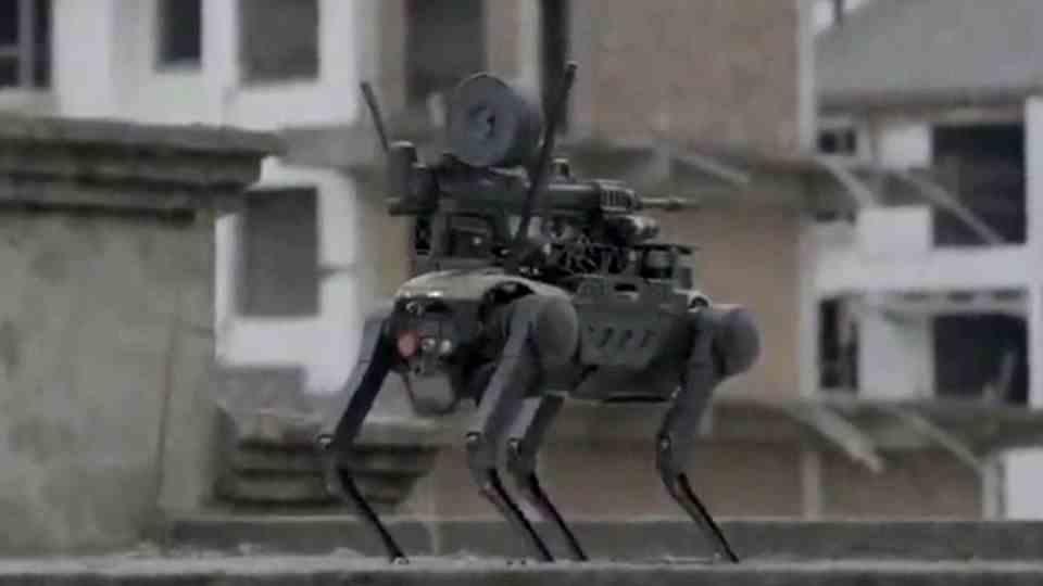 Military technology from China: Drone drops armed robot dog