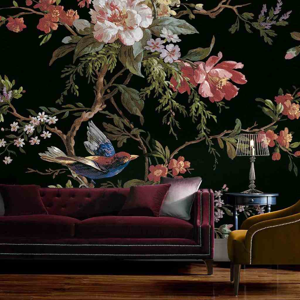 An Opulent Floral Panoramic Wallpaper 