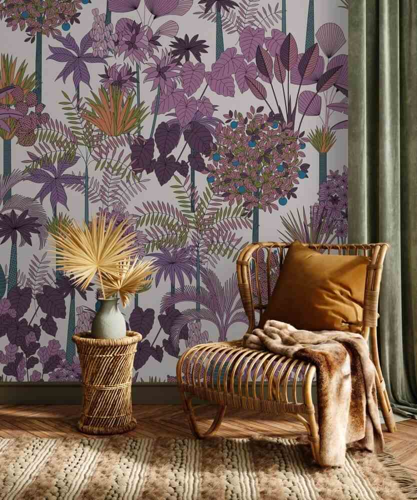 An Exotic Panoramic Wallpaper In A Quirky Colourway