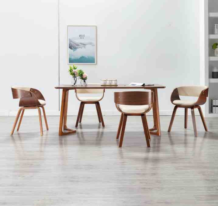 Wood And Faux Leather Chairs 