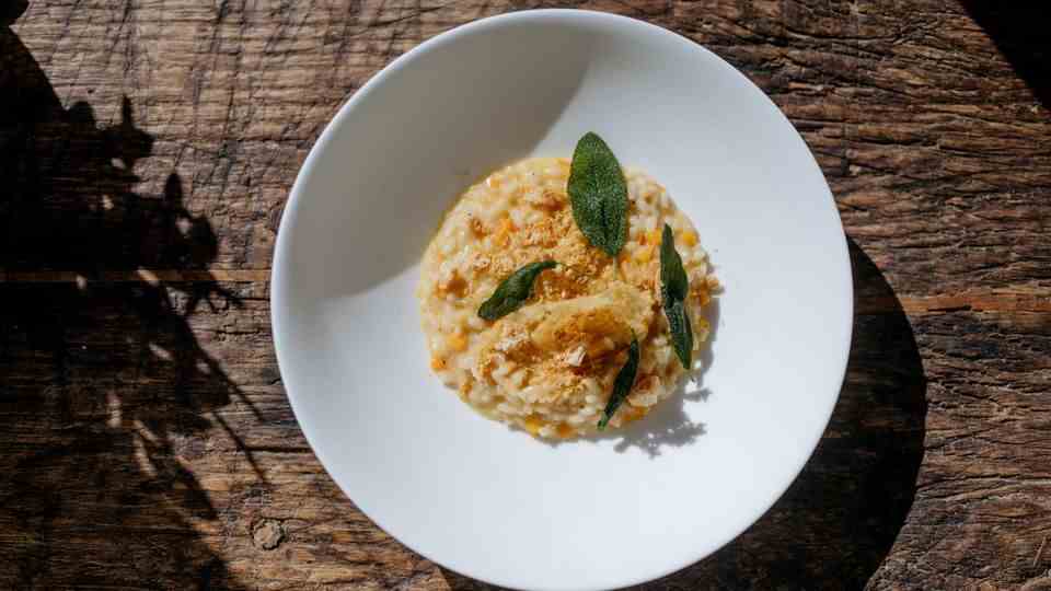 This is what the finished pumpkin risotto by Cornelia Poletto looks like