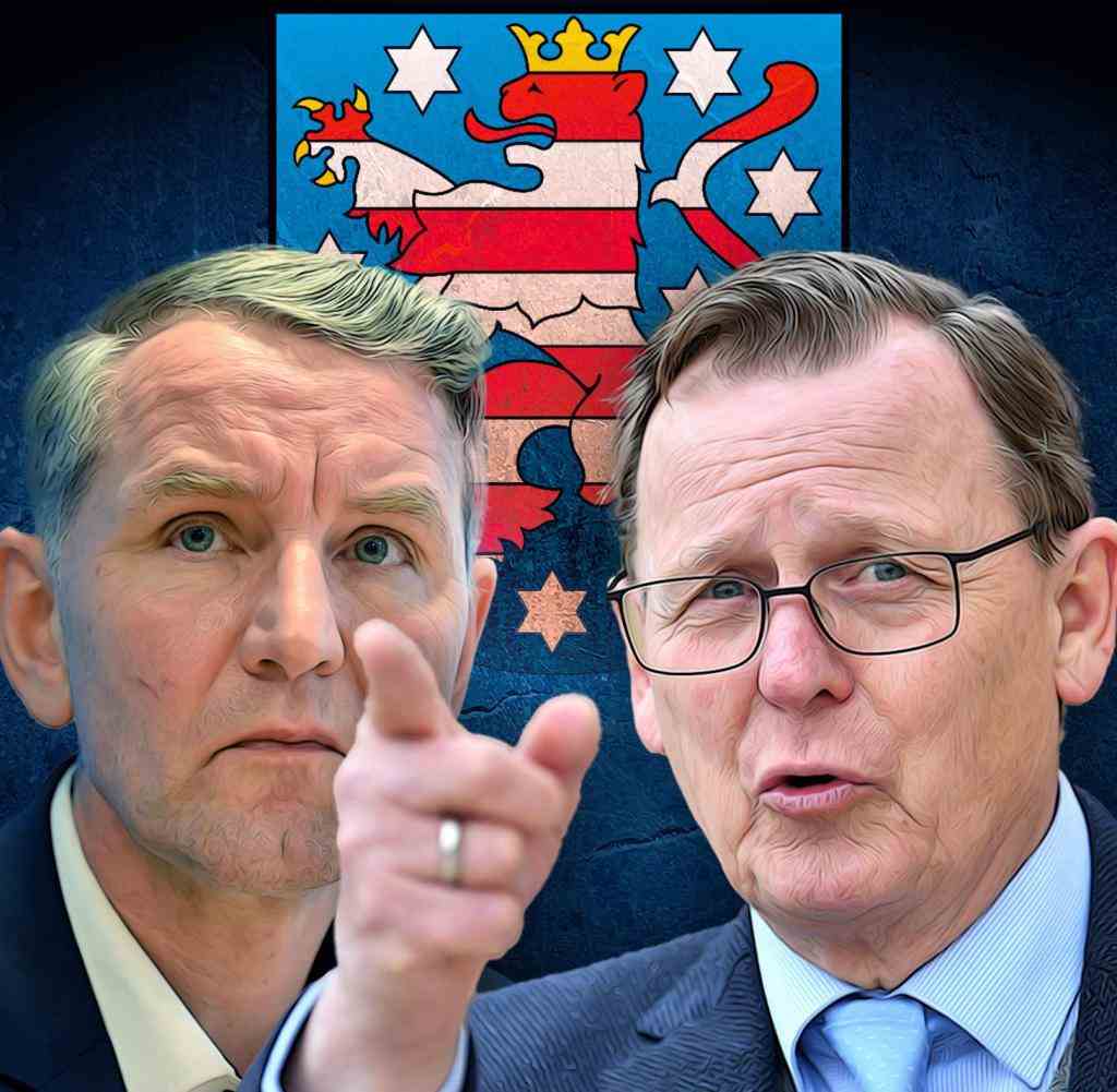 Thuringia's AfD boss Björn Höcke (left), Prime Minister Bodo Ramelow (left)