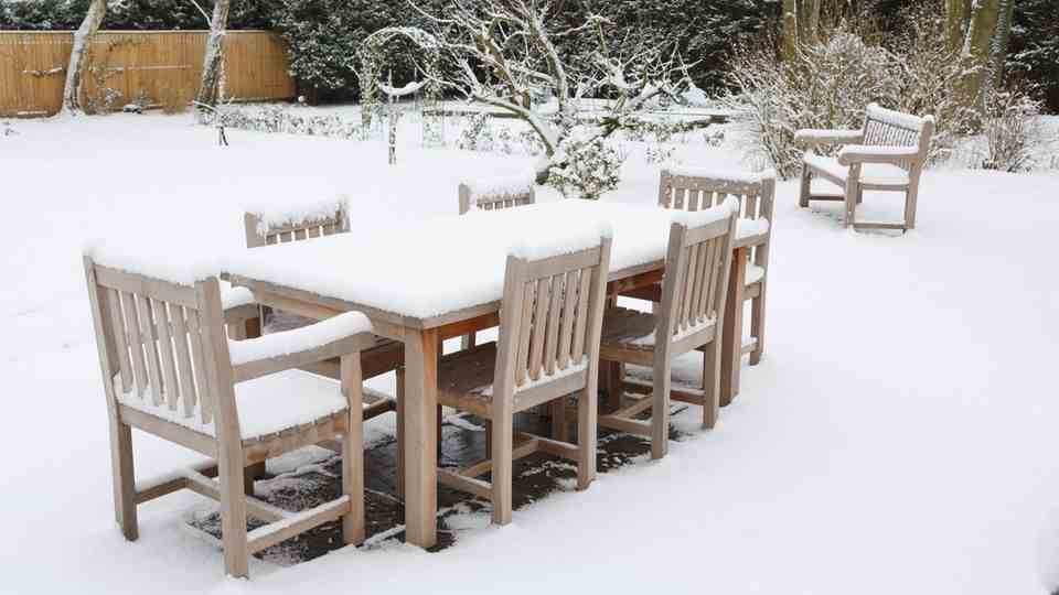 Garden furniture in winter