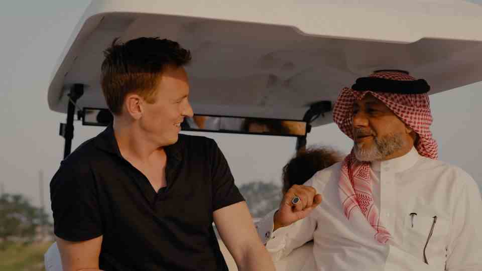 ZDF presenter Jochen Breyer in conversation with Qatar's World Cup ambassador Khalid Salman