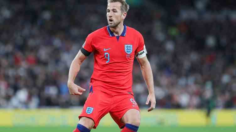Le capitaine anglais Harry Kane durant un match de Ligue des nations contre l'Allemagne, le 26 septembre 2022 à Wembley. (PHIL DUNCAN / AFP)